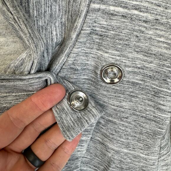 Danskin French Terry Bliss Wrap Sweater Women Size XL Heather Gray Cardigan Snap - Picture 3 of 15